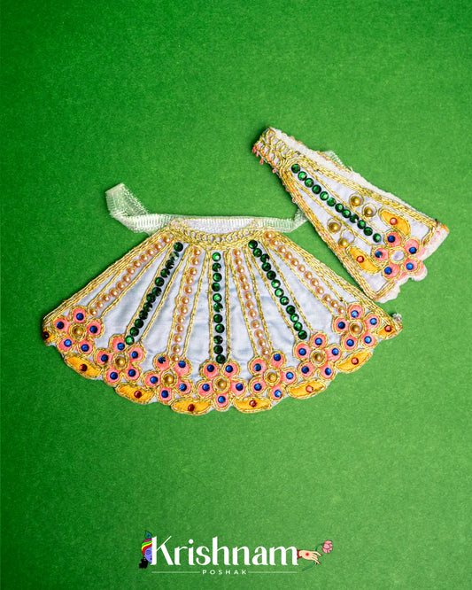 Khatu Shyam Ji Colored Floral Embroidery Heavy Dress (Dress Only) (4 Inch Size) - Lord of Universe