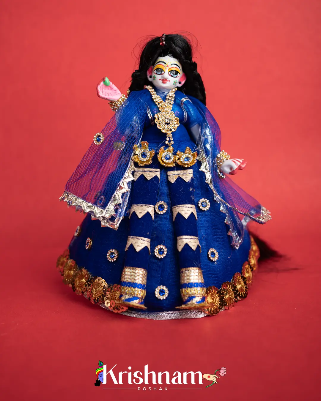 "Navy Blue Radha Krishna Dress - Crafted with Love in Rajasthan" (Dress Only) (Pagdi & Bansuri Included) - Krishnam Poshak