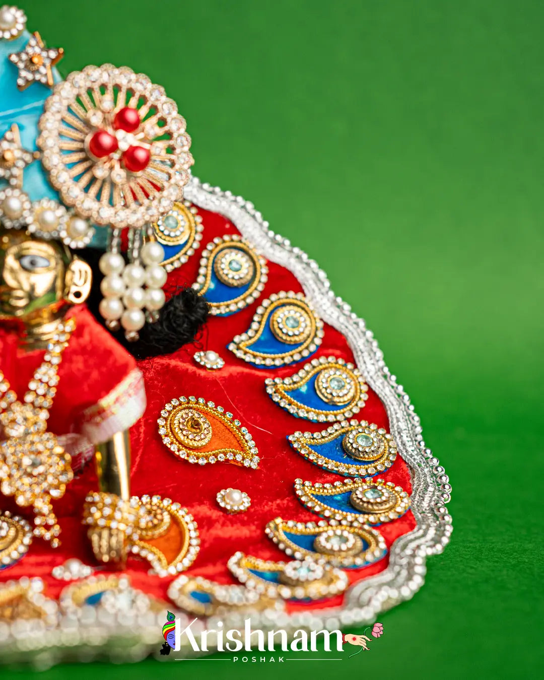 Red Soft Velvet Heavy Dress for Laddu Gopal (Patka Included & Pagdi Not Included) - Krishnam Poshak