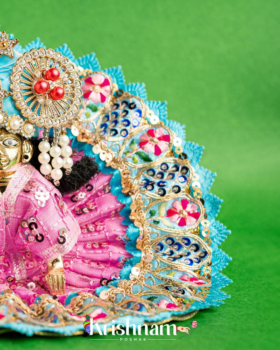Pink Net Dress For Laddu Gopal (Without Pagdi ) - Krishnam Poshak