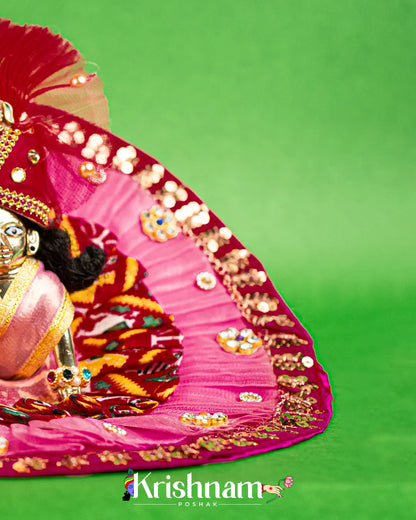 Pink Net Bandhej Dress for Laddu Gopal (Pagdi Included) Krishnam Poshak