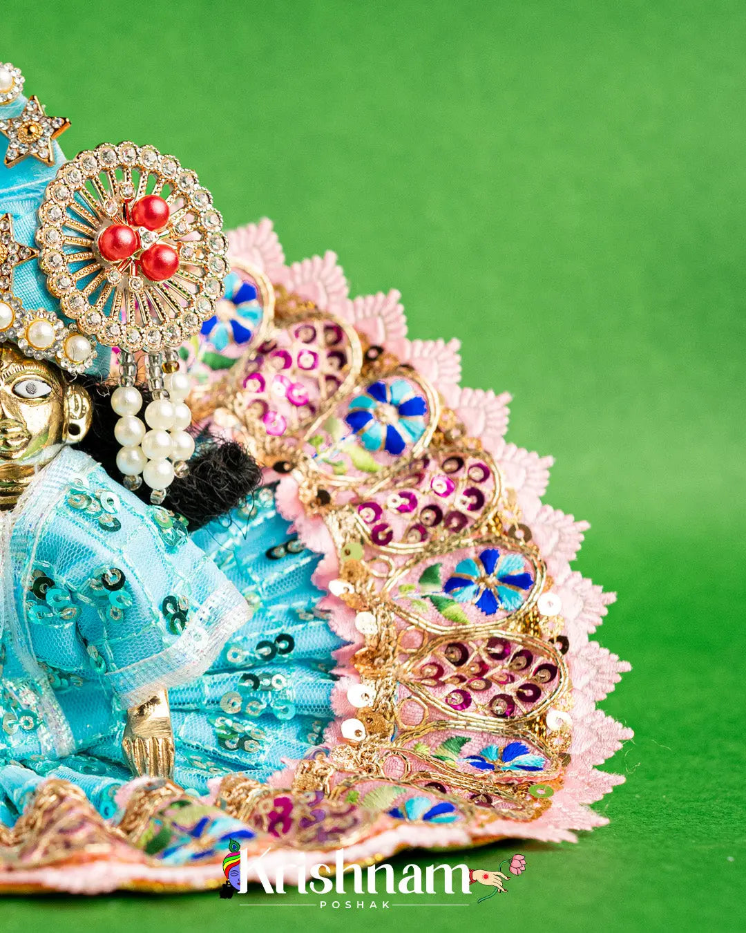 Sky Blue Net Dress For Laddu Gopal (Without Pagdi ) - Krishnam Poshak