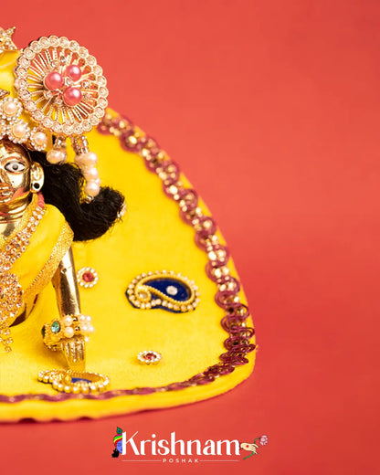 Yellow Soft Velvet Heavy Dress for Laddu Gopal (Pagdi Not Included) - Krishnam Poshak