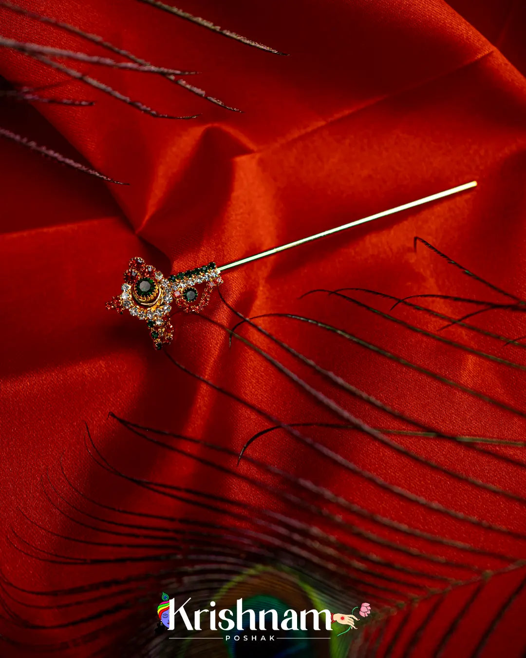 Kundan Elegant Bansuri for Shri Krishna & Laddu Gopal Ji (Size 0to3) - Krishnam Poshak