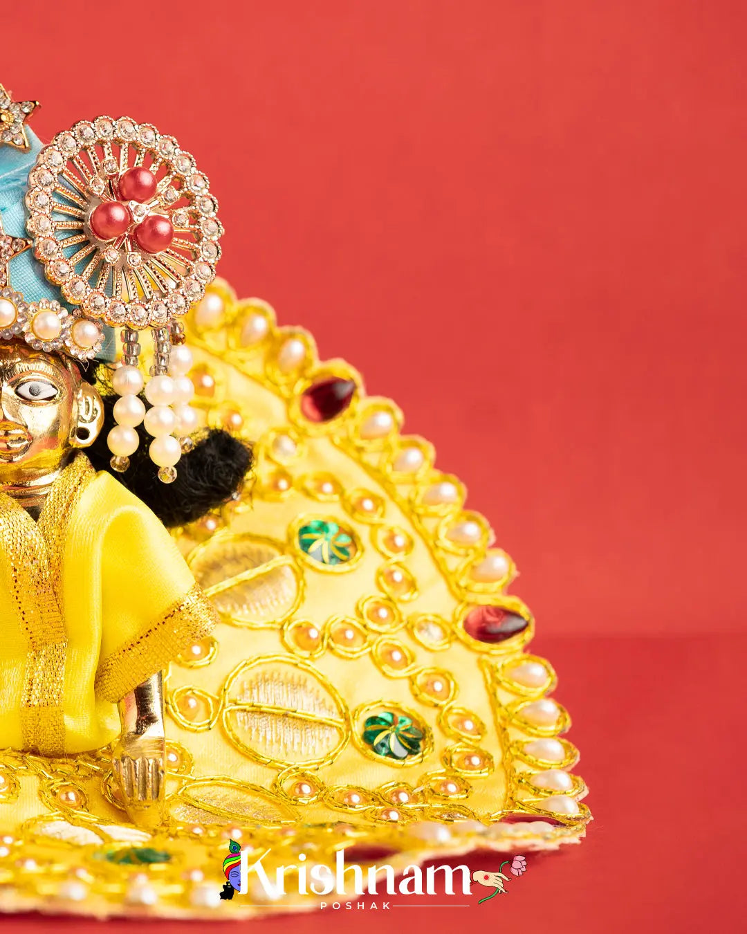 Yellow Dress With Golden Work For Laddu Gopal (Without Pagdi ) - Krishnam Poshak
