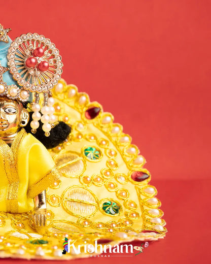 Yellow Dress With Golden Work For Laddu Gopal (Without Pagdi ) - Krishnam Poshak