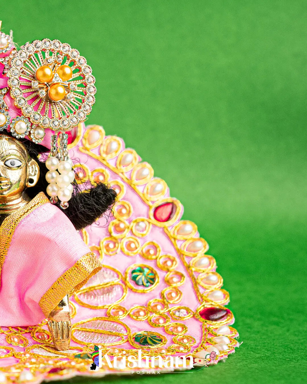 Baby Pink Dress With Golden Work For Laddu Gopal (without Pagdi ) - Lord of Universe