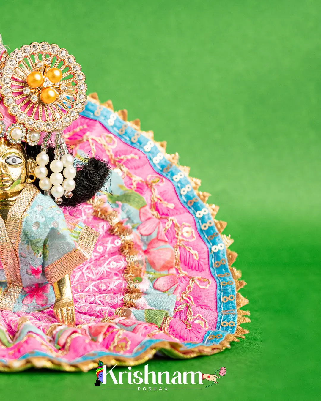 Cotton Baby Pink Dress For Laddu Gopal (Without Pagdi ) - Lord of Universe