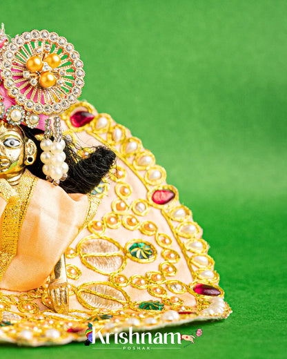 Beige Dress With Golden Work For Laddu Gopal (Without Pagdi ) - Lord of Universe