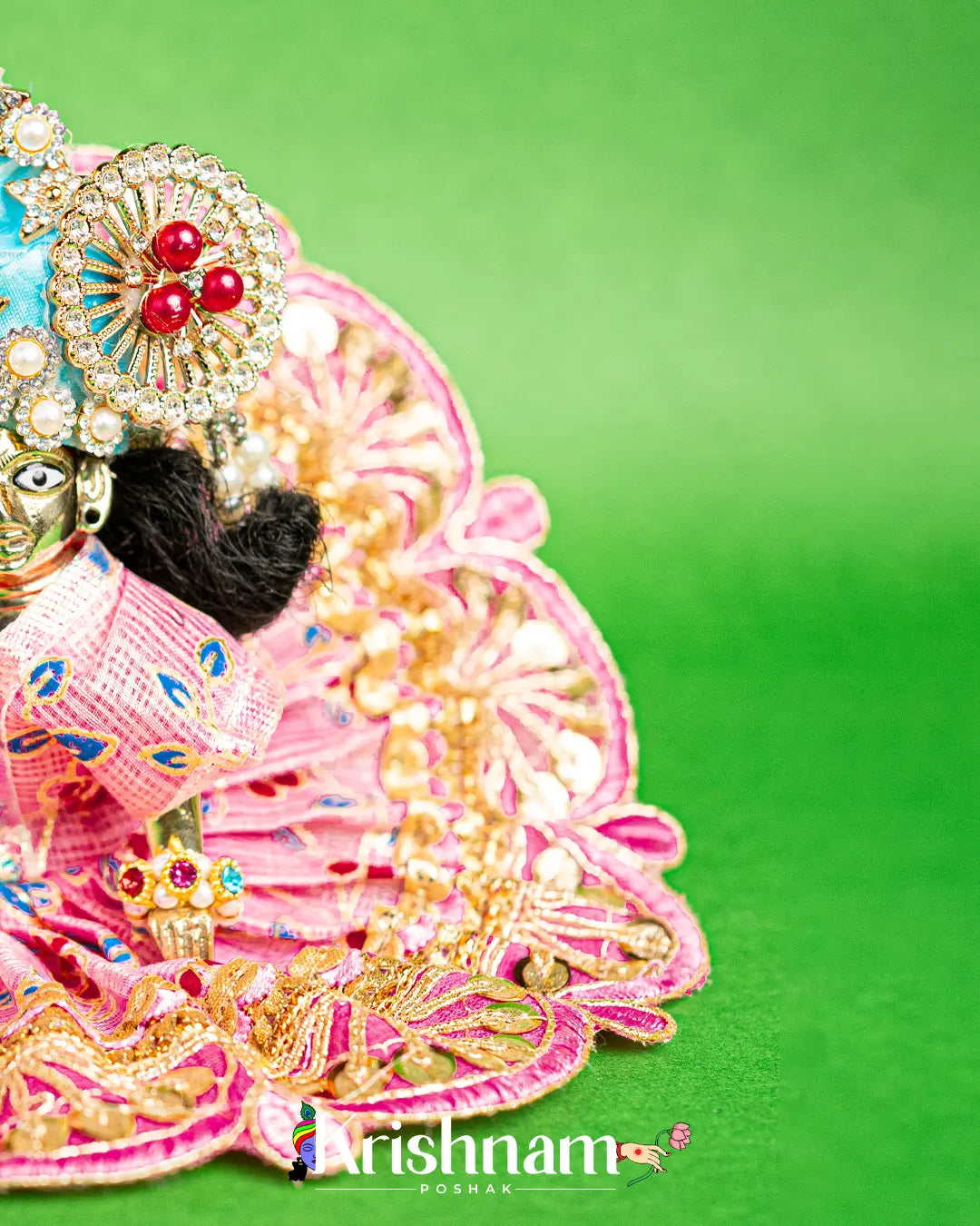 Baby Pink Kota Doria Dress for Laddu Gopal (Pagdi Not Included) Krishnam Poshak