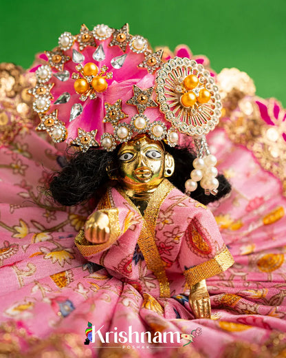 Pink Floral Dress For Laddu Gopal (Without Pagdi ) - Krishnam Poshak