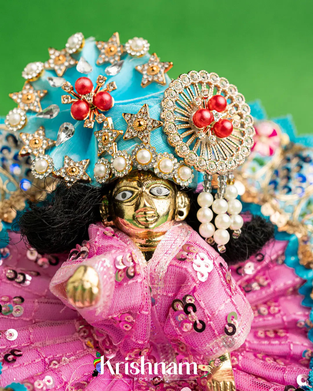 Pink Net Dress For Laddu Gopal (Without Pagdi ) - Krishnam Poshak