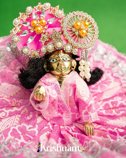 Cotton Baby Pink Dress With Silver Work For Laddu Gopal (Without Pagdi ) - Lord of Universe