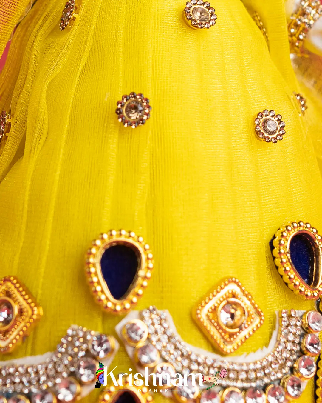 "Yellow Radha Krishna Dress - Crafted with Love in Rajasthan" (Dress Only) (Pagdi & Bansuri Included) - Krishnam Poshak