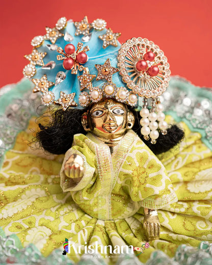 Cotton Green With Silver Work For Laddu Gopal (Without Pagdi ) - Krishnam Poshak