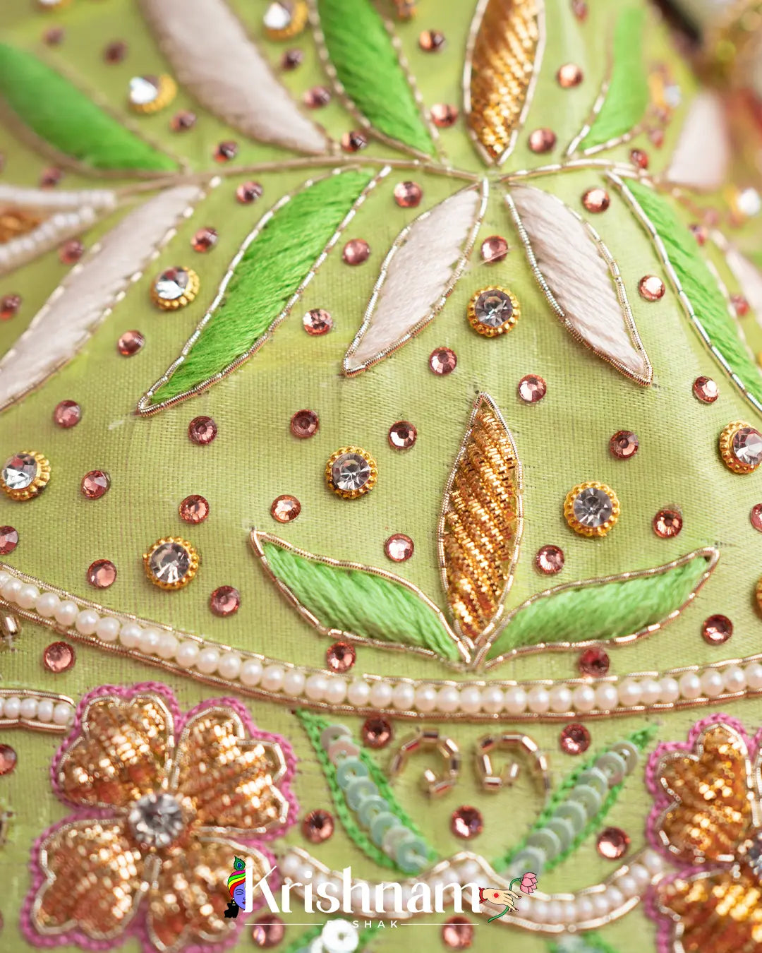 Exquisite Handmade Green Radha Krishna Dress - Crafted with Love in Kolkata" (Dress Only) (Pagdi Not Included) - Lord of Universe