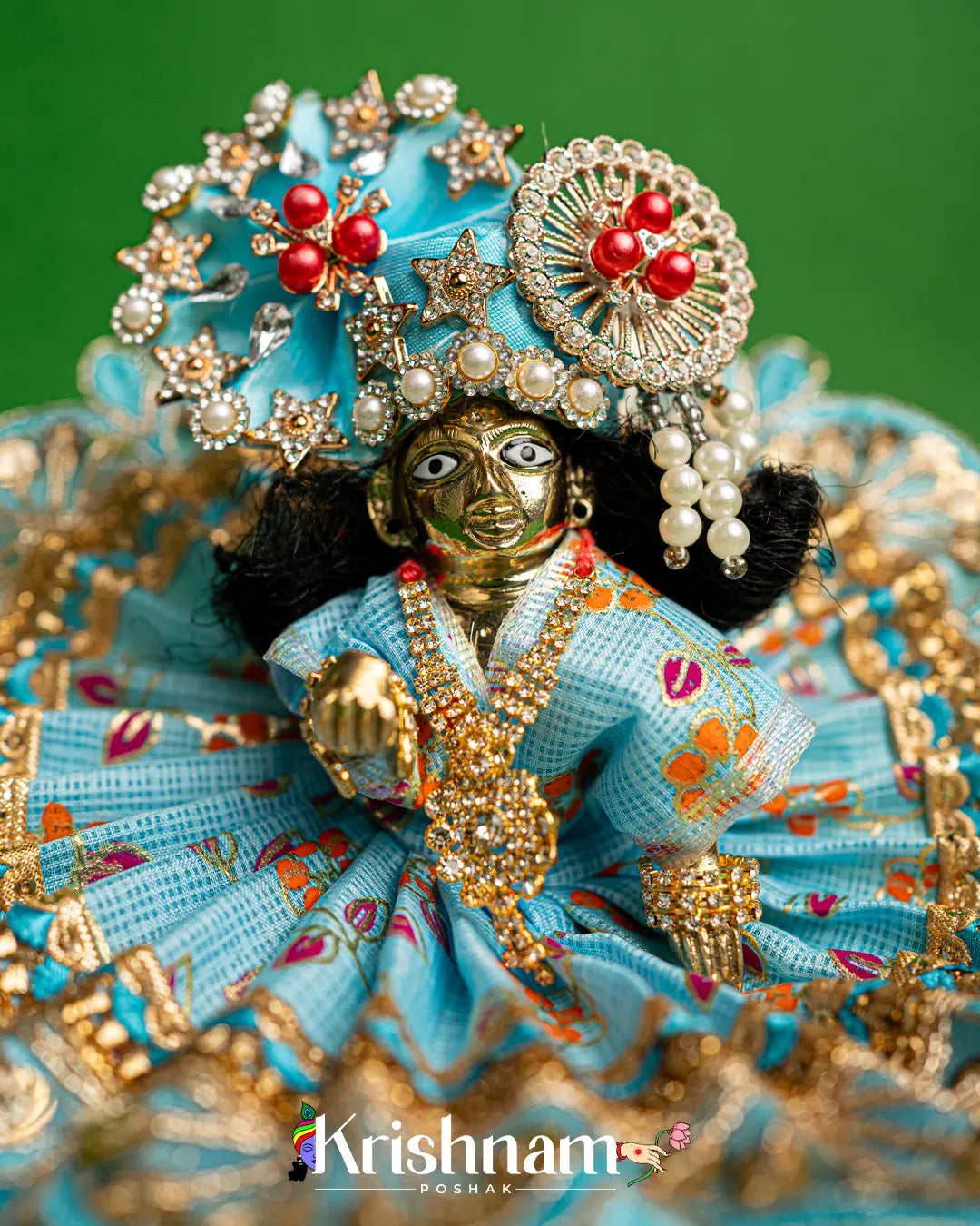 Blue Kota Doria Dress for Laddu Gopal Poshak (Pagdi Not Included) Krishnam Poshak
