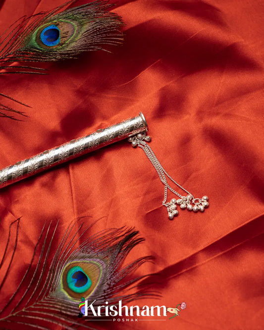 Elegant Holy Silver Handmade Lord Krishna flute, Laddu Gopala Flute (71 Grams Approx.) - Lord of Universe