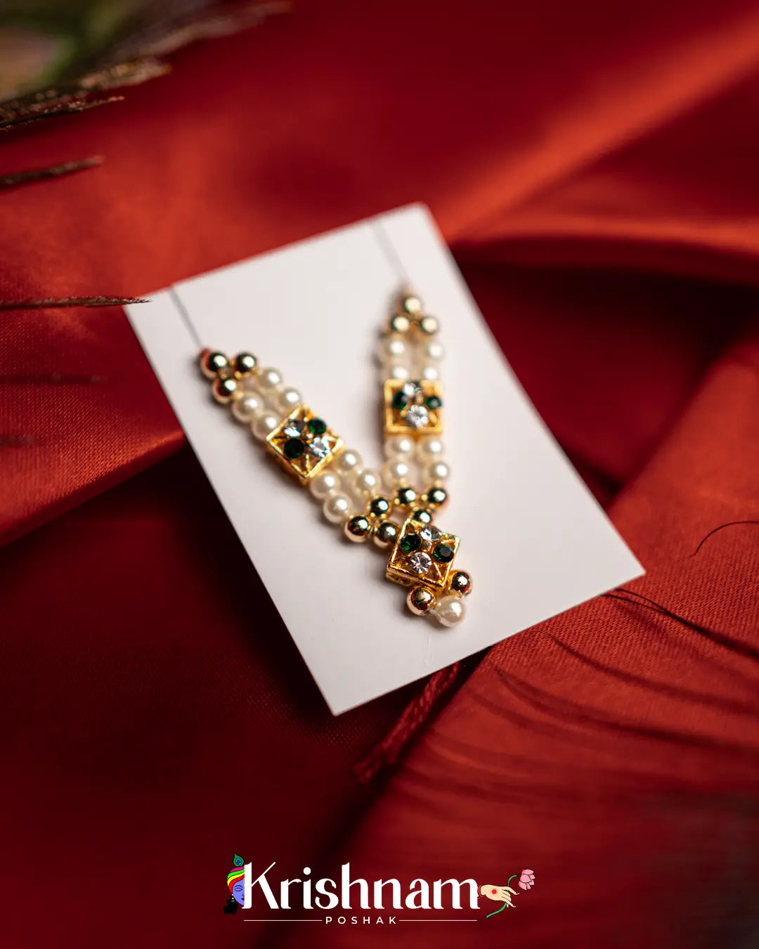 Moti Mala with Kundan for Shri Krishna, Radha & Laddu Gopal Ji (2-5 Size) - Krishnam Poshak