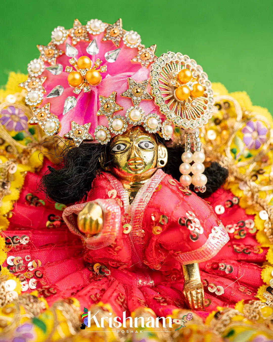 Red Net Dress For Laddu Gopal (Without Pagdi ) - Krishnam Poshak