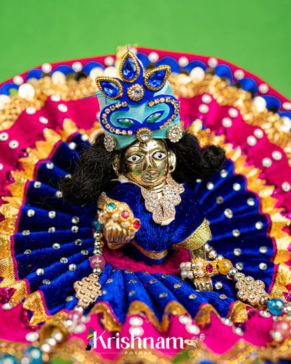 Velvet Blue & Pink Dress for Laddu Gopal (Pagdi & Patka Included) Krishnam Poshak