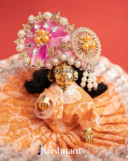 Cotton Orange With Silver Work For Laddu Gopal (Without Pagdi ) - Krishnam Poshak