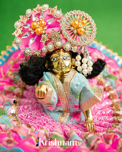 Cotton Baby Pink Dress For Laddu Gopal (Without Pagdi ) - Lord of Universe