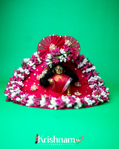 Megenta Floral Heavy dress for laddu gopal ji Krishnam Poshak