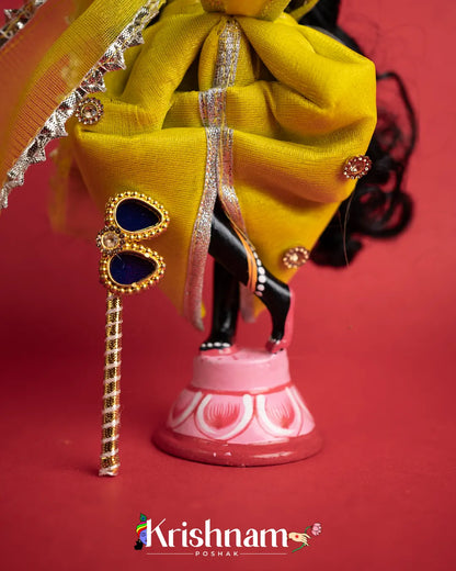 "Yellow Radha Krishna Dress - Crafted with Love in Rajasthan" (Dress Only) (Pagdi & Bansuri Included) - Krishnam Poshak