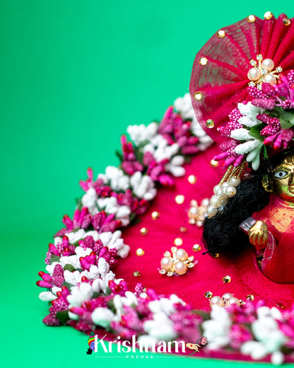 Megenta Floral Heavy dress for laddu gopal ji Krishnam Poshak