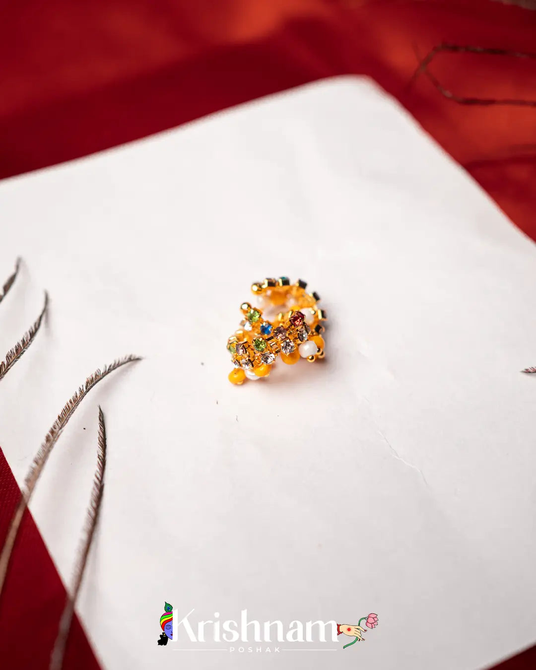 Kundan Moti Hanging Kangan for Shree Radha ,Shree Krishna & Laddu Gopal Ji (Fits to Size 0to3) (1 Set) - Krishnam Poshak