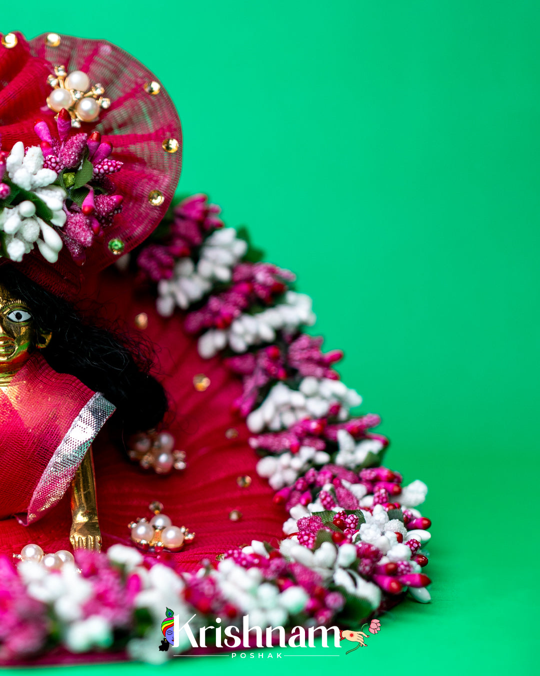 Megenta Floral Heavy dress for laddu gopal ji Krishnam Poshak