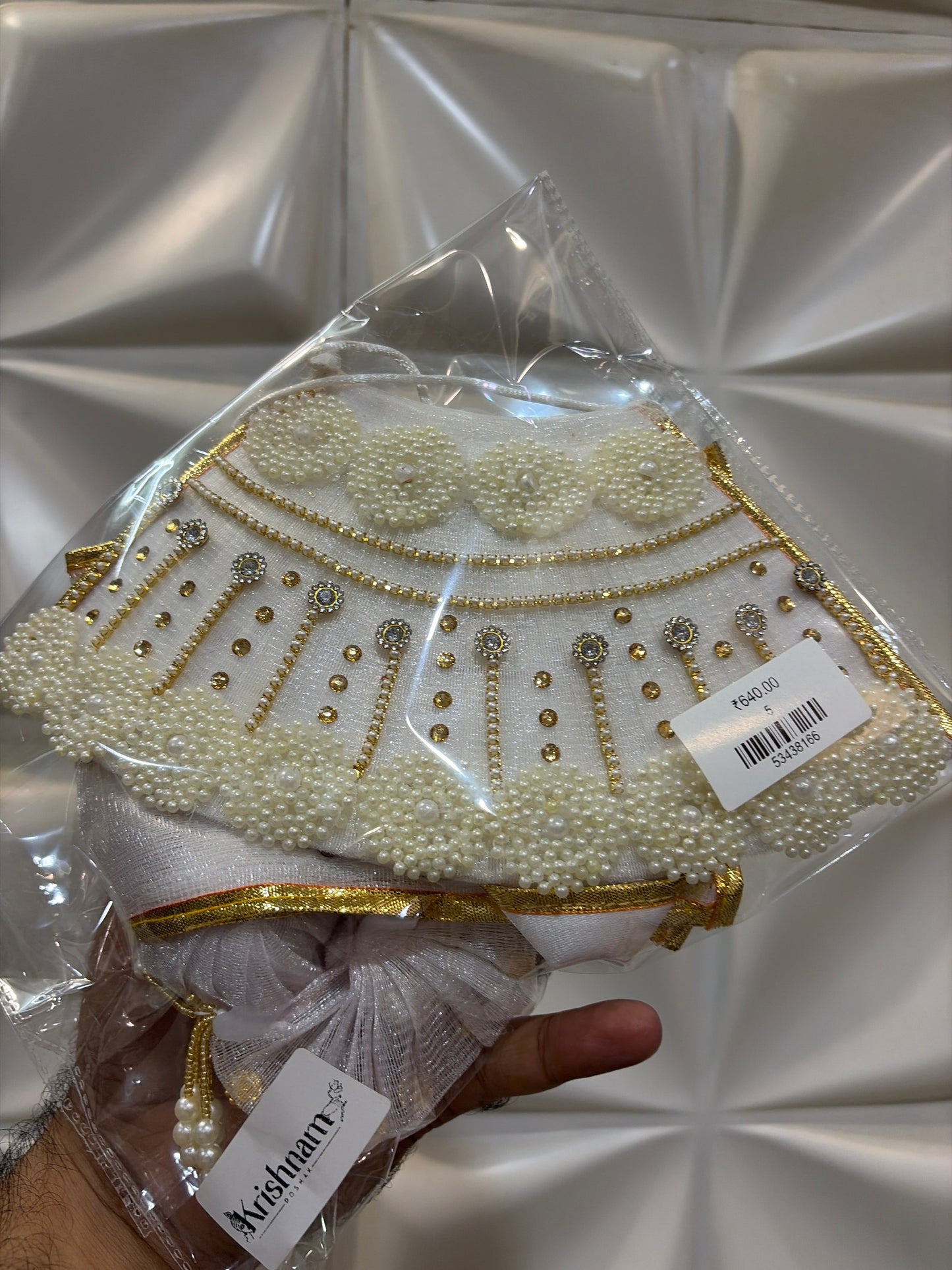 White Heavy dress for Radha Krishna ji Krishnam Poshak