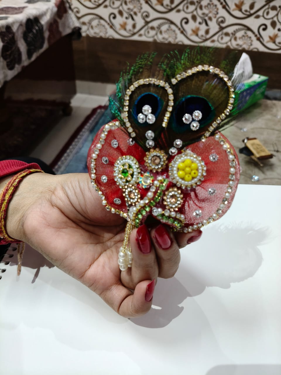 Parrot multi ring dress for laddu gopal ji