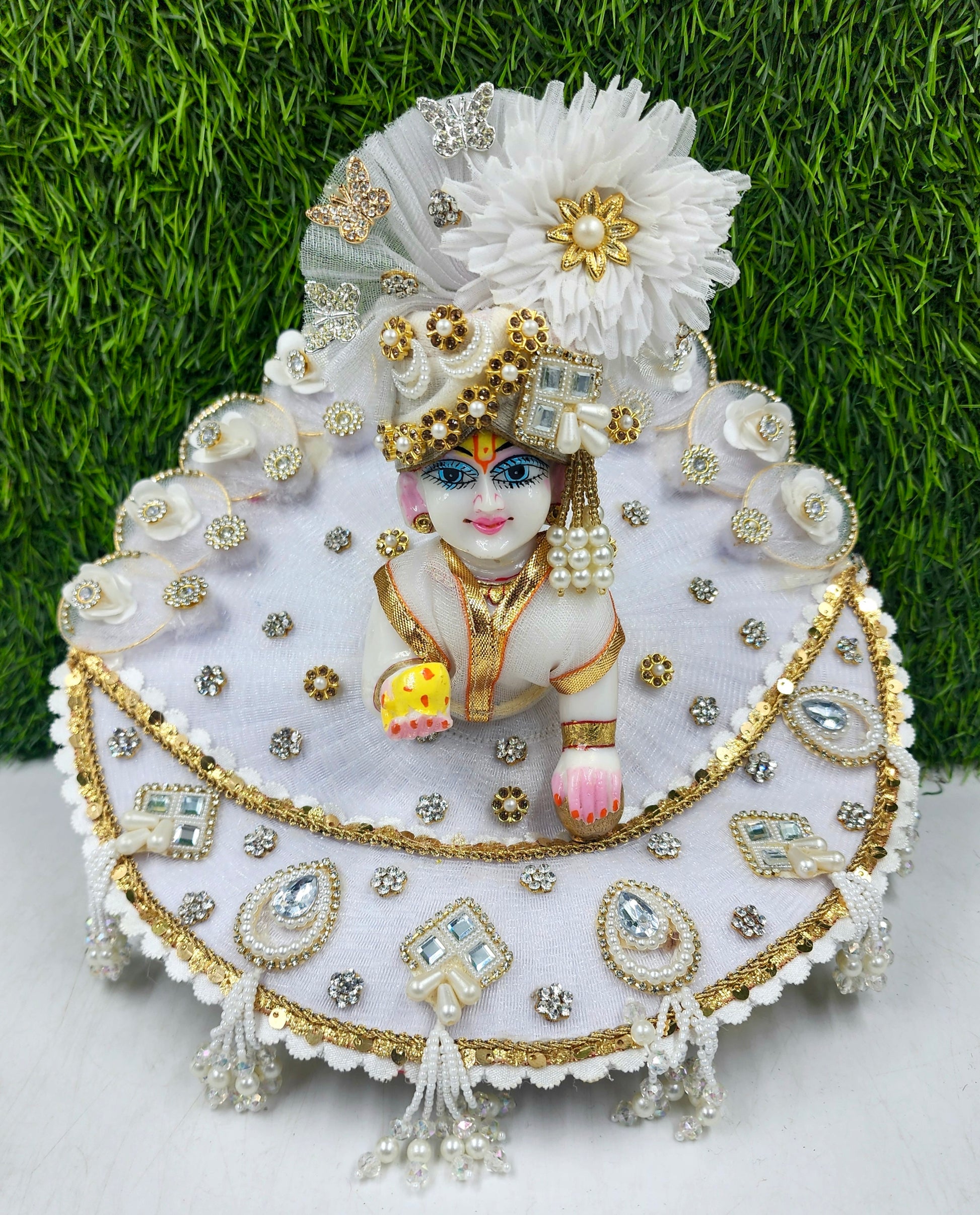 Chand dress *Sharad Purnima special* White heavy dress for laddu gopal ji