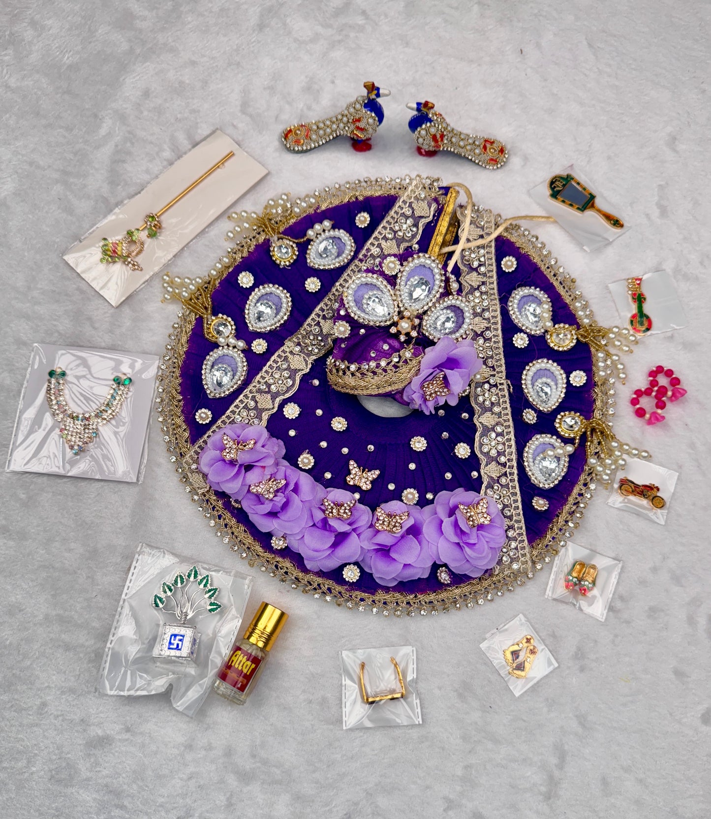 Janmashtami Special Combo for Laddu Gopal Ji – Designer Dress & Accessories (12 Items random )