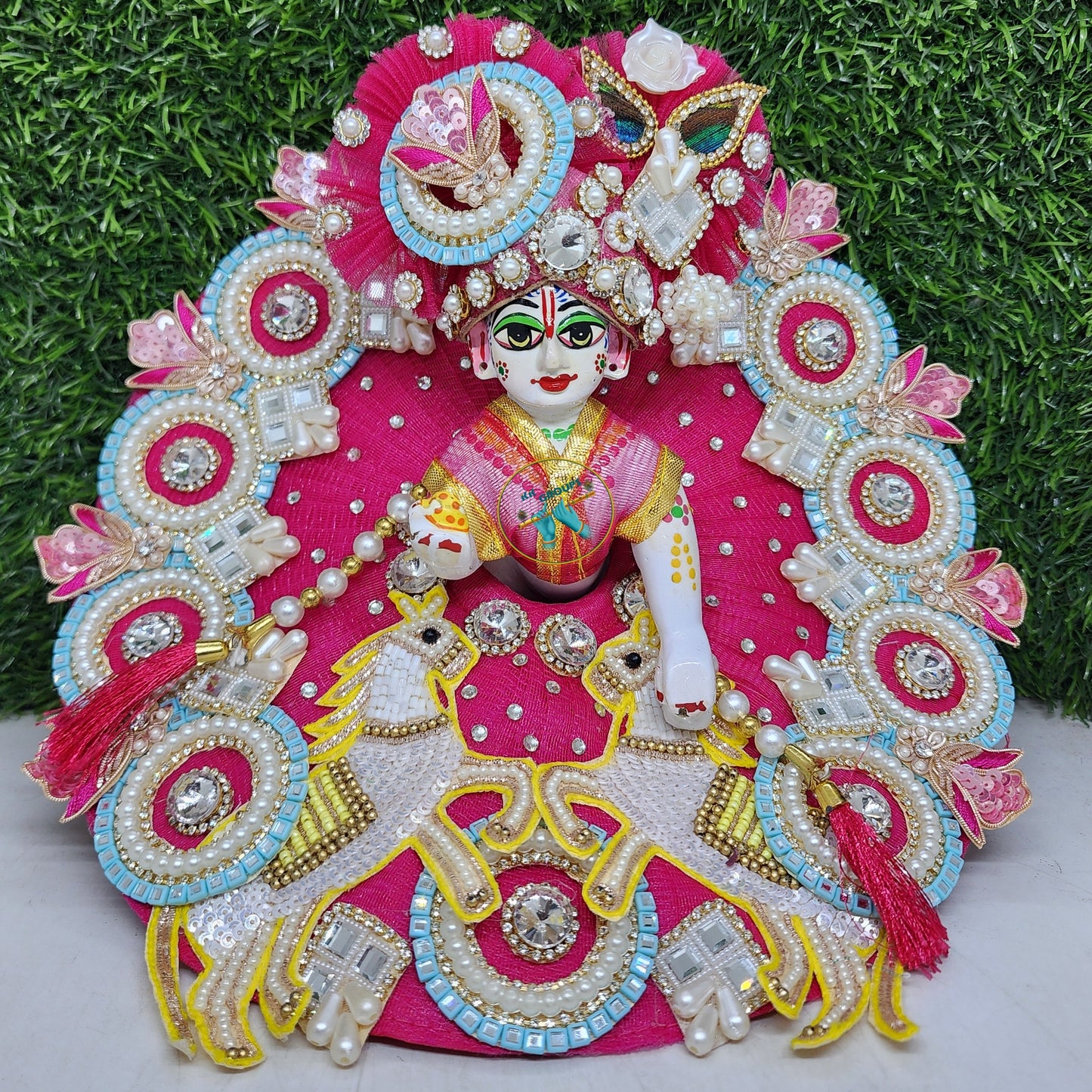 Rani with horse pair dress for laddu gopal ji